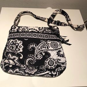 Vera Bradley black and white crossbody bag.